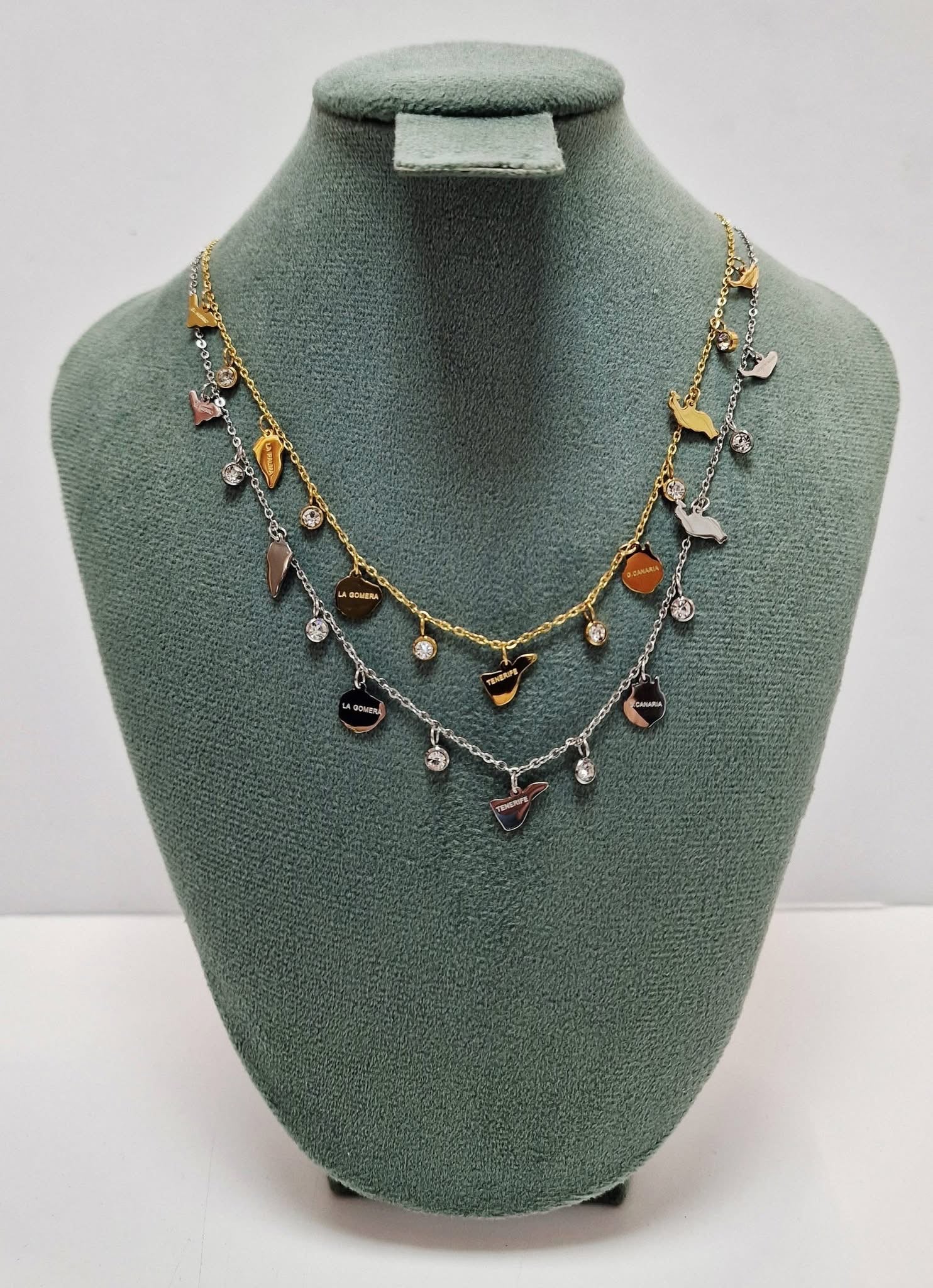 Collar islas Canarias Piedra cristal blanco